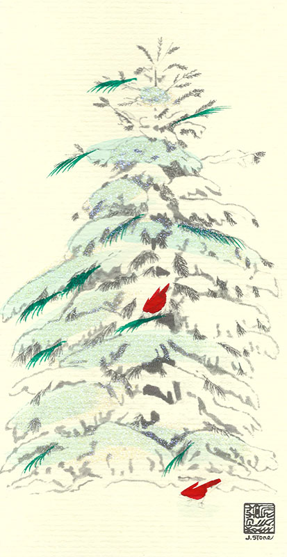 25se-Singles - Bird, Snow & Tree - Singles
