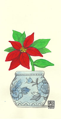 20se-Box - Poinsetta Ming Vase - Box of 8 or 10